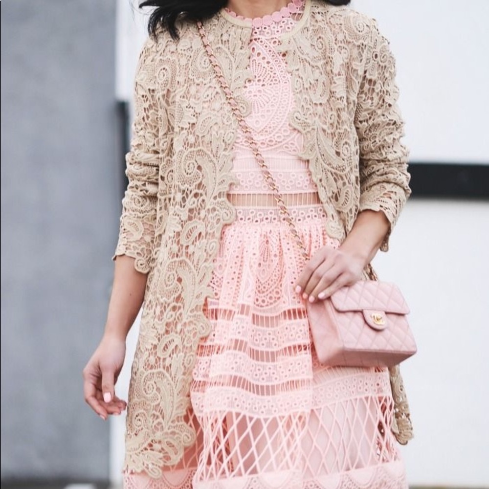 ALEXIS - Eyelet Peplum Lace Top Pink, XS - Picture 3 of 6